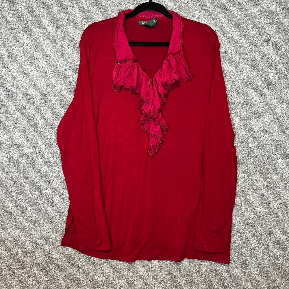 Lauren Ralph Lauren Shirtβ Womens 2X XXL Magenta Tshirt Plus Size Stretch